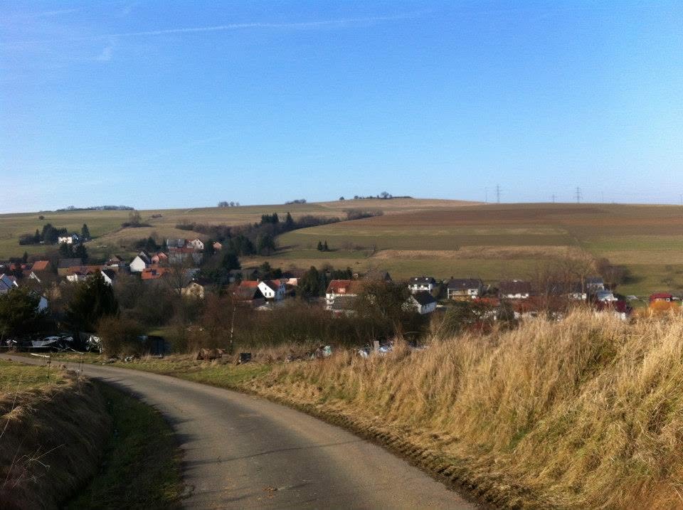 View of our German village from the hill where I walked with my children after the winter sunshine returned
