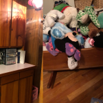 Handmade wooden cabinet and cradle built by Tom Jones, both still used by the author's family years later